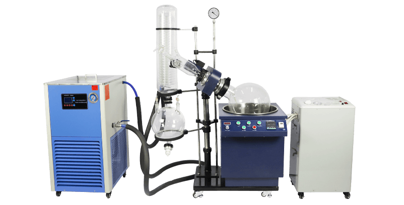 Rotationsverdampfer mit Kältemaschine und Pumpe